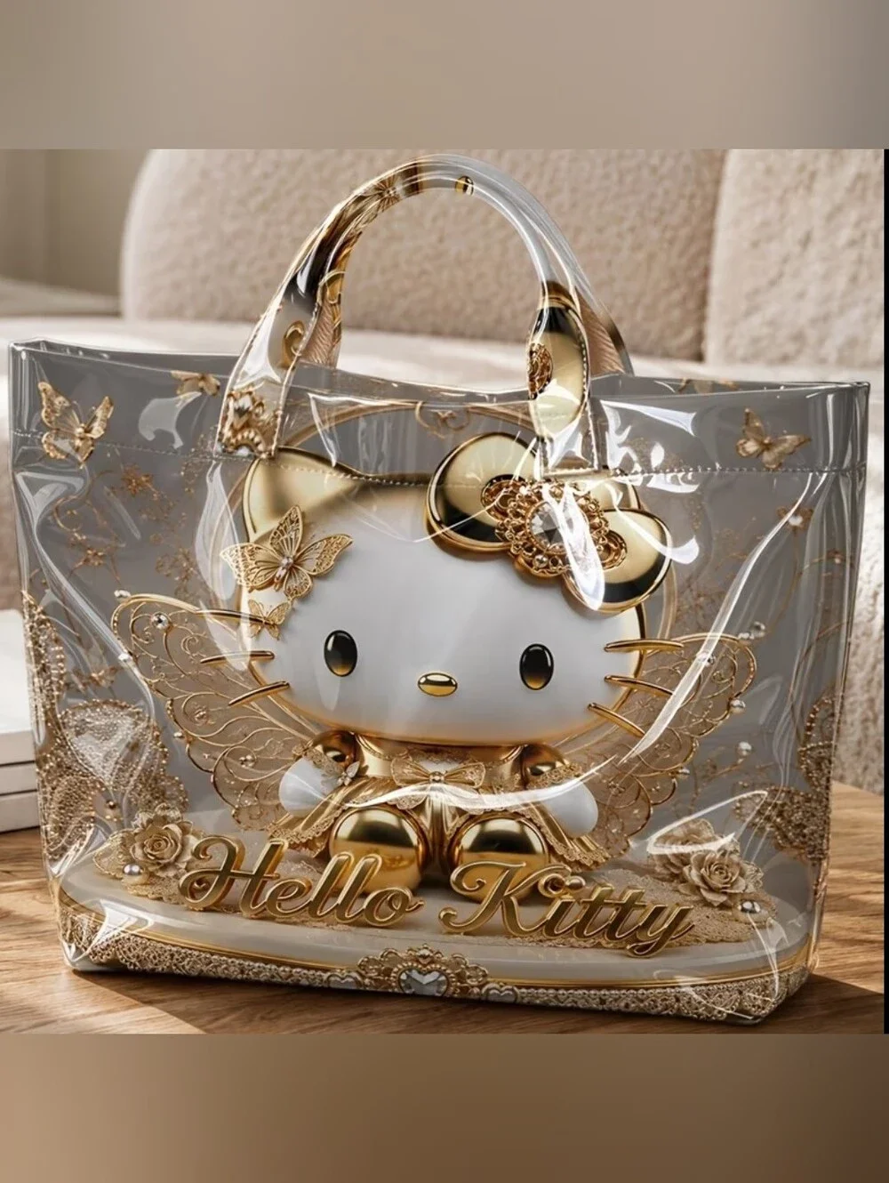 Women Hello Kitty Gilden Wings Daily Commuter Hand Tote Large